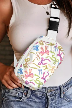 Online Dear-Lover Pretty Bow Printed Crossbody Bag White