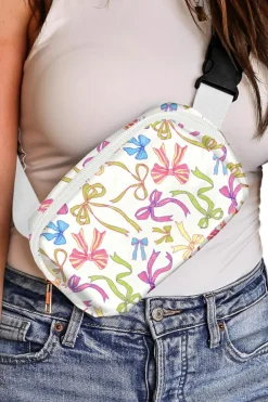 Online Dear-Lover Pretty Bow Printed Crossbody Bag White