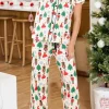 Online Dear-Lover Christmas Pattern Buttoned Two Piece Sleepwear White Printed