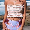 Discount Dear-Lover Printed Smocked High waisted swimsuits White