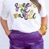 Clearance Dear-Lover queen of mardi Sequin Letter Graphic T Shirt White