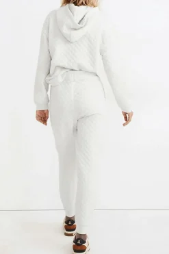 Outlet Dear-Lover Quilted Hoodie and Sweatpants Two Piece Set White