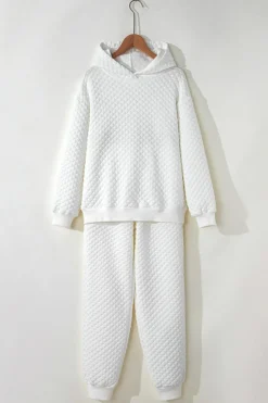 Outlet Dear-Lover Quilted Hoodie and Sweatpants Two Piece Set White