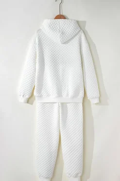 Outlet Dear-Lover Quilted Hoodie and Sweatpants Two Piece Set White