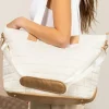 Clearance Dear-Lover Quilted Patchwork Large Tote Bag and Clutch 2pcs Set White