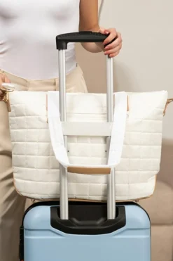 Clearance Dear-Lover Quilted Patchwork Large Tote Bag and Clutch 2pcs Set White