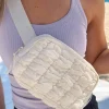 Best Dear-Lover Quilted Puffer Belt Bag Fanny Pack White