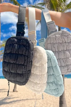 Best Dear-Lover Quilted Puffer Belt Bag Fanny Pack White