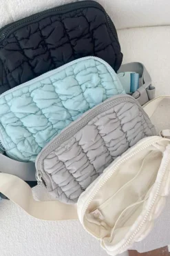 Best Dear-Lover Quilted Puffer Belt Bag Fanny Pack White