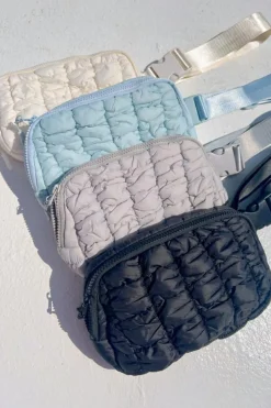 Best Dear-Lover Quilted Puffer Belt Bag Fanny Pack White
