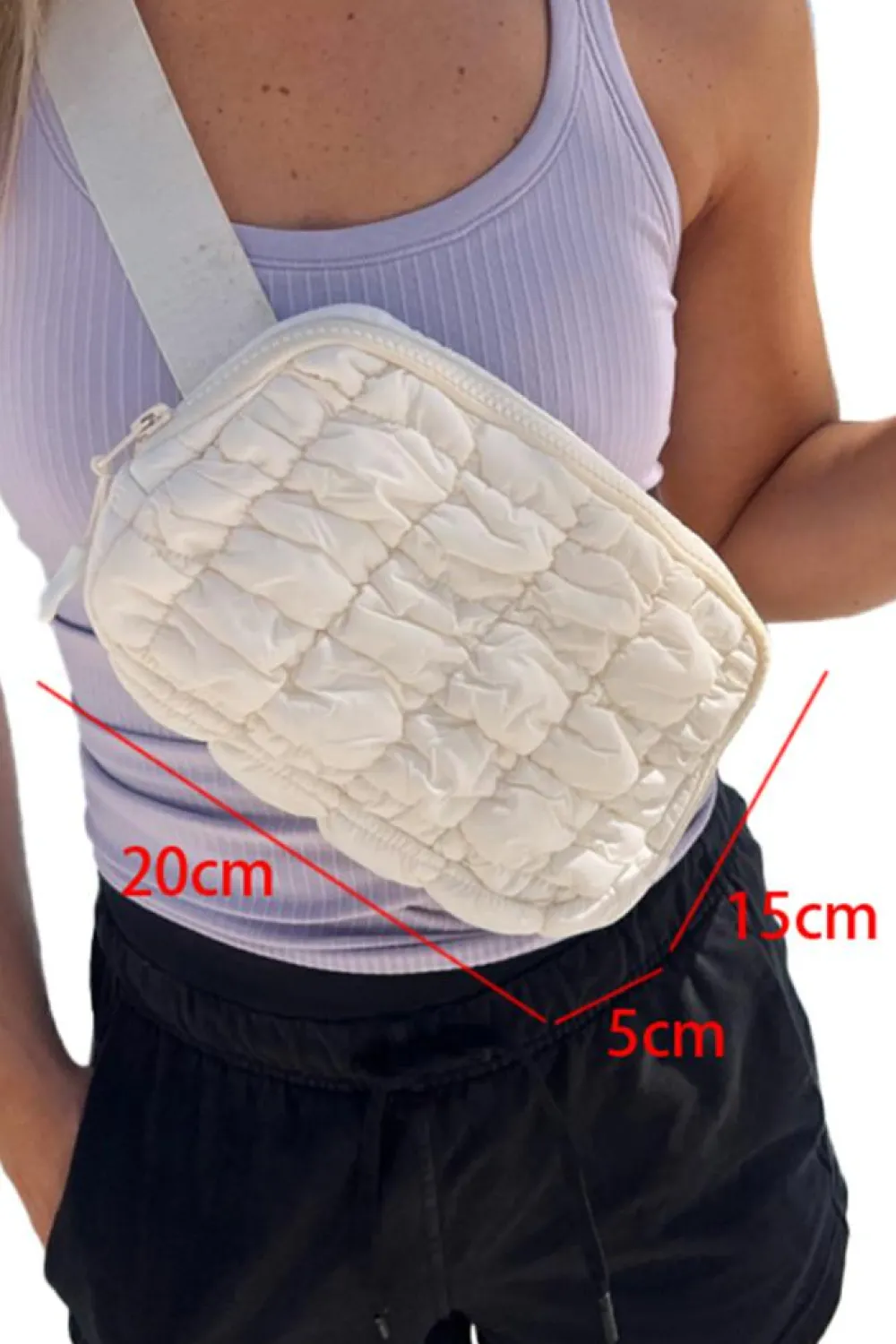 Best Dear-Lover Quilted Puffer Belt Bag Fanny Pack White