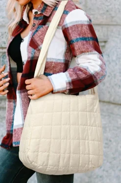 Hot Dear-Lover Quilted Zipper Large Shoulder Bag White