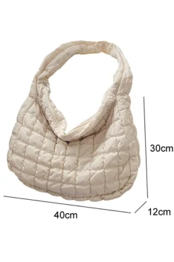 Hot Dear-Lover Quilted Zipper Large Shoulder Bag White