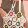 Fashion Dear-Lover Random Boho Floral Crochet Retro Hollowed Bag White