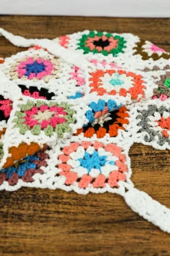 Fashion Dear-Lover Random Boho Floral Crochet Retro Hollowed Bag White