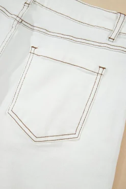 Fashion Dear-Lover Raw Hem High Waist Denim Shorts White