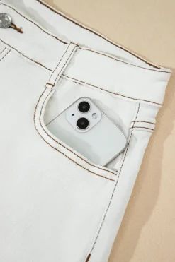 Fashion Dear-Lover Raw Hem High Waist Denim Shorts White