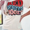 Sale Dear-Lover RED BOOZY Stars and Stripes Graphic T Shirt White