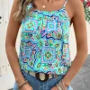 New Dear-Lover Rhinestone Boho Floral Printed Spaghetti Strap Tank Top White