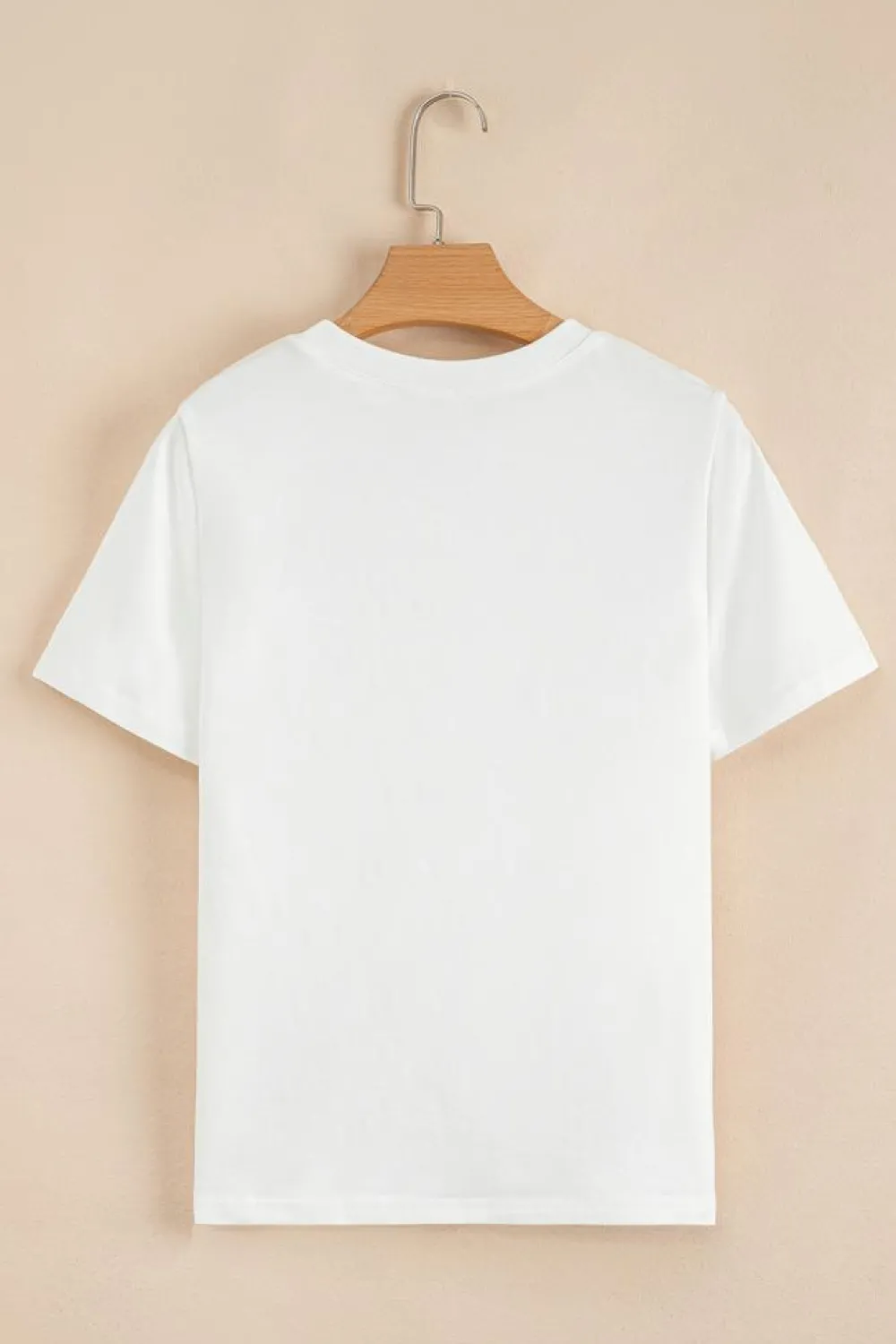 New Dear-Lover Rhinestone Bow Embellished Round Neck Tee White