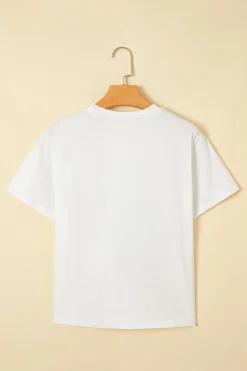 Discount Dear-Lover Rhinestone Decor Bolt Graphic Ripped Western Tee White
