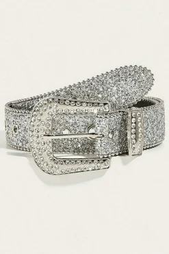 Best Dear-Lover Rhinestone Decorated Buckle Belt White