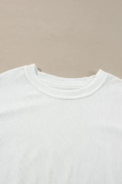 Hot Dear-Lover Ribbed Corduroy Oversized Sweatshirt White