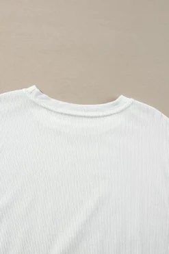 Hot Dear-Lover Ribbed Corduroy Oversized Sweatshirt White