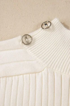 Hot Dear-Lover Ribbed Knit High Neck Sweater Vest White