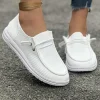 Outlet Dear-Lover Ribbed Lace-up Decor Slip On Shoes White
