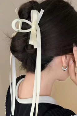 Clearance Dear-Lover Ribbon Long Tail BowKnot Clip White