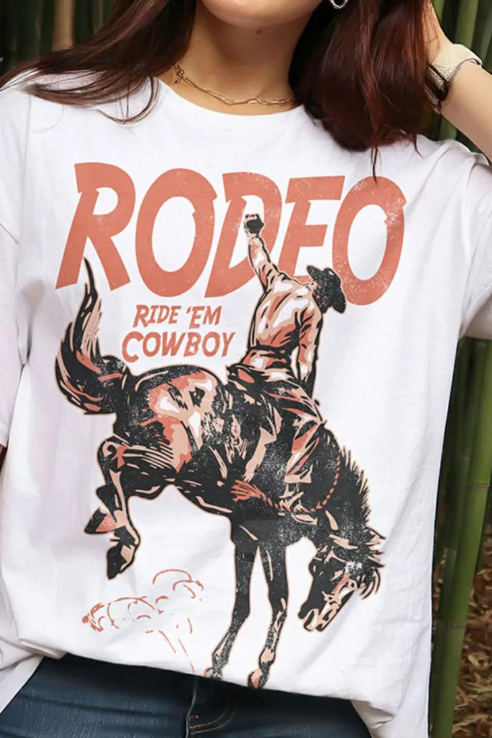 Best Dear-Lover RODEO Cowboy Graphic Crewneck T Shirt White