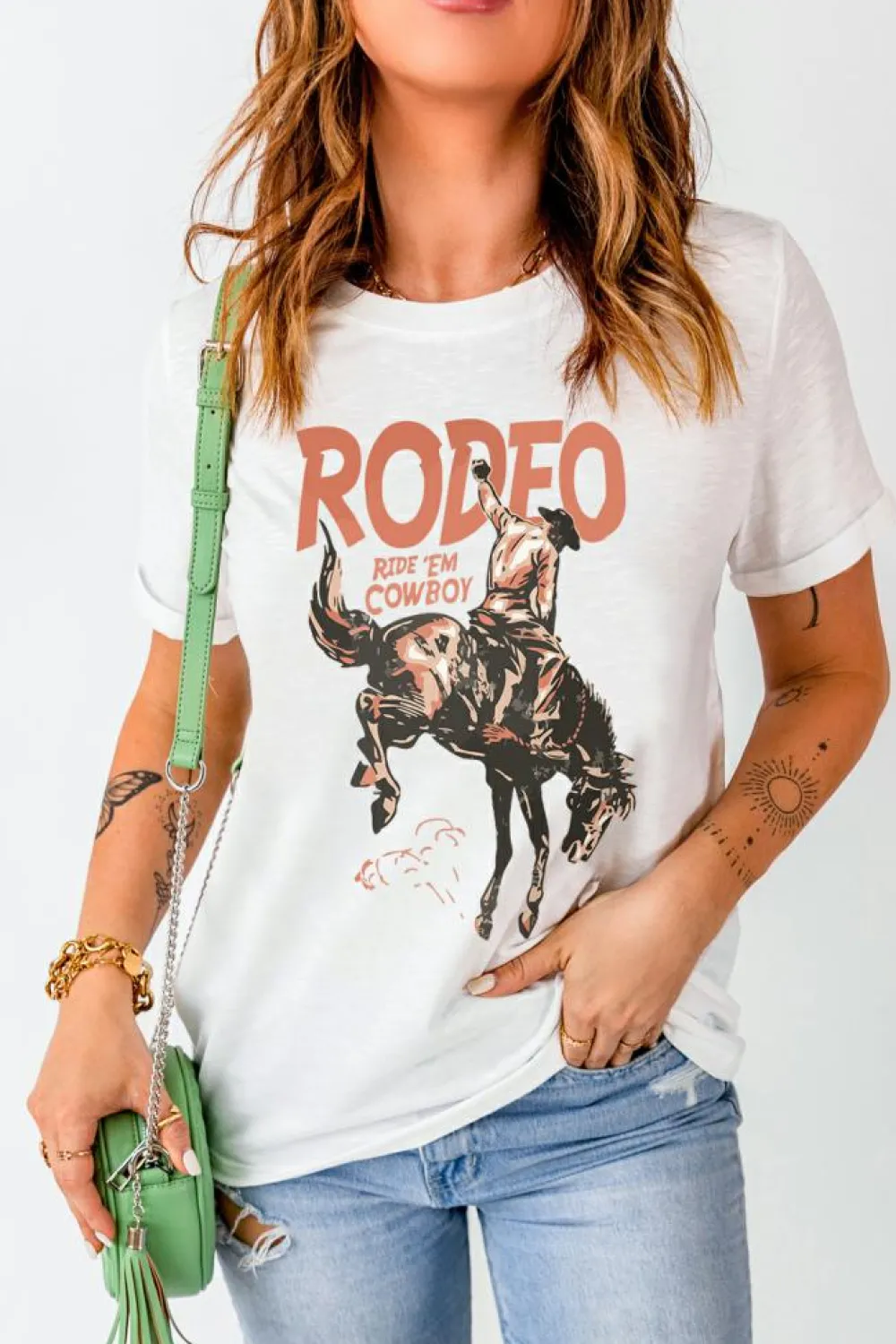 Best Dear-Lover RODEO Cowboy Graphic Crewneck T Shirt White