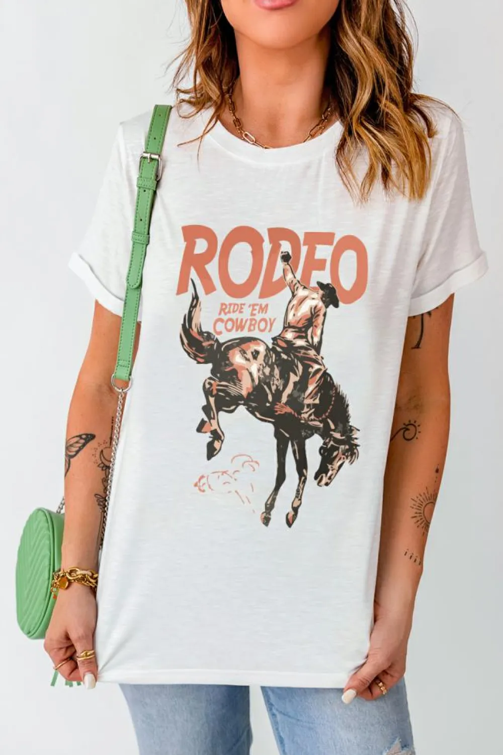 Best Dear-Lover RODEO Cowboy Graphic Crewneck T Shirt White