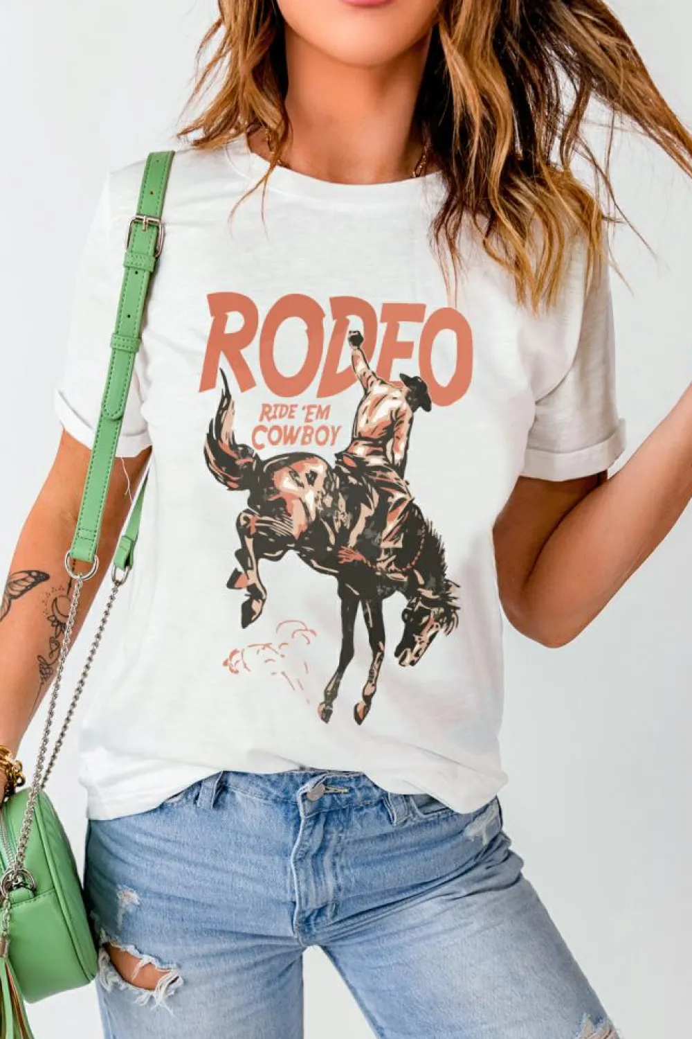 Best Dear-Lover RODEO Cowboy Graphic Crewneck T Shirt White