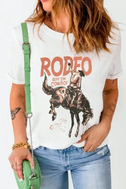 Best Dear-Lover RODEO Cowboy Graphic Crewneck T Shirt White