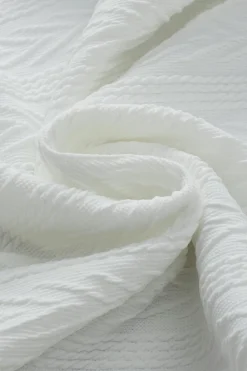 New Dear-Lover Round Neck Drop Shoulder Textured Knit Top White