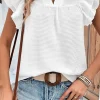 Best Dear-Lover Ruffle Accent Flutter Sleeve Notch Neck Top White