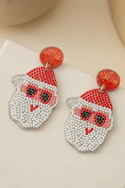 Clearance Dear-Lover Santa Claus Acrylic Earrings White