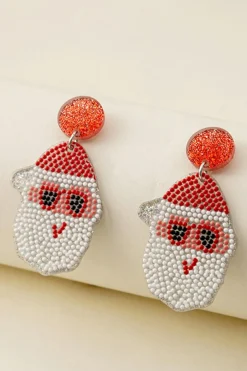Clearance Dear-Lover Santa Claus Acrylic Earrings White