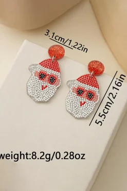 Clearance Dear-Lover Santa Claus Acrylic Earrings White