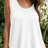 Sale Dear-Lover Scoop Neck Waffle Knit Flowy Vest White