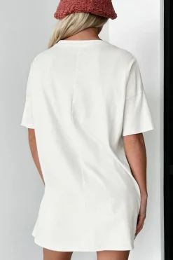 Outlet Dear-Lover Sequin American Flag Can Oversized Graphic Tee White