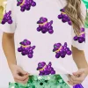New Dear-Lover Sequin Balloon Puppy Graphic Mardi Gras Tee White