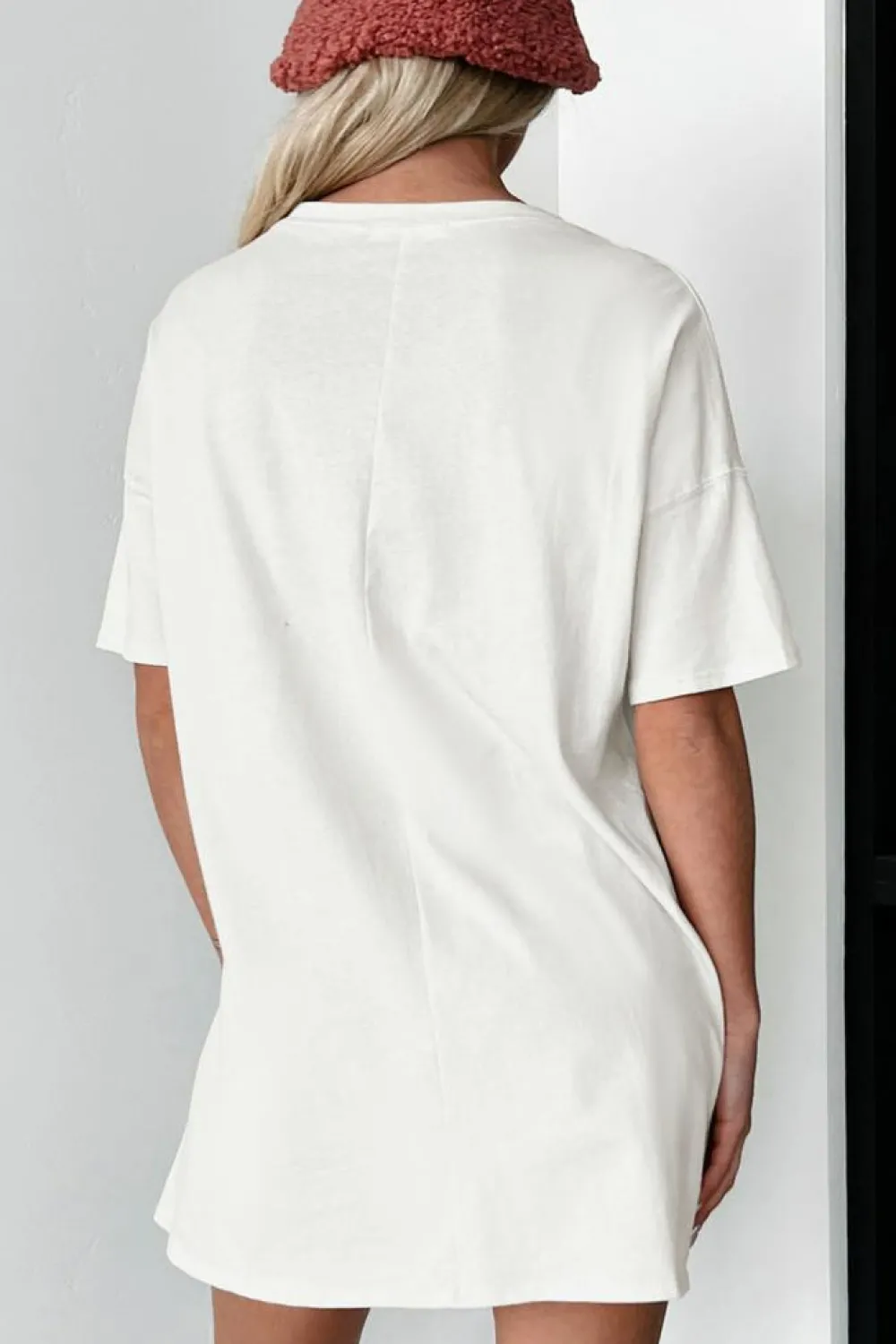 Discount Dear-Lover Sequin Flip Flops Graphic Tunic T Shirt White