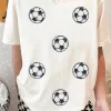 Outlet Dear-Lover Sequin Football Patched Graphic Game Day T Shirt White
