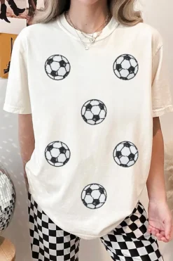 Outlet Dear-Lover Sequin Football Patched Graphic Game Day T Shirt White
