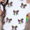 Outlet Dear-Lover Sequin Mardi Gras Bow Graphic Crewneck Tee White