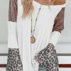 Sale Dear-Lover Sequin Patchwork Bell Sleeve V Neck Tunic Top White