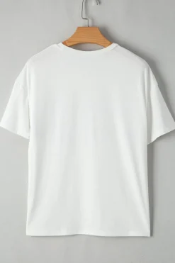 Sale Dear-Lover Sequin Stripes Patchwork Mardi Gras Crew Neck T Shirt White